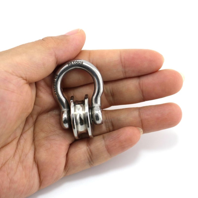 heyous Detachable U Shaped Pulley with Small Size Short Screw Groove Pulley Wheel Track Fixed Pulley Suitable for Wire Rope Traction Small Crane Salvage System Pulley Model Silver - Image 5